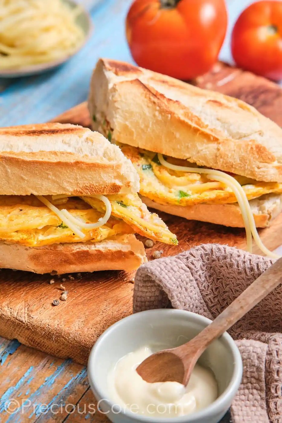 Cameroonian Spaghetti Omelette Sandwich