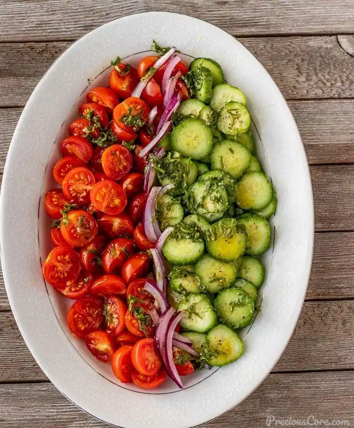 Onion Salad and Cucumber Tomato