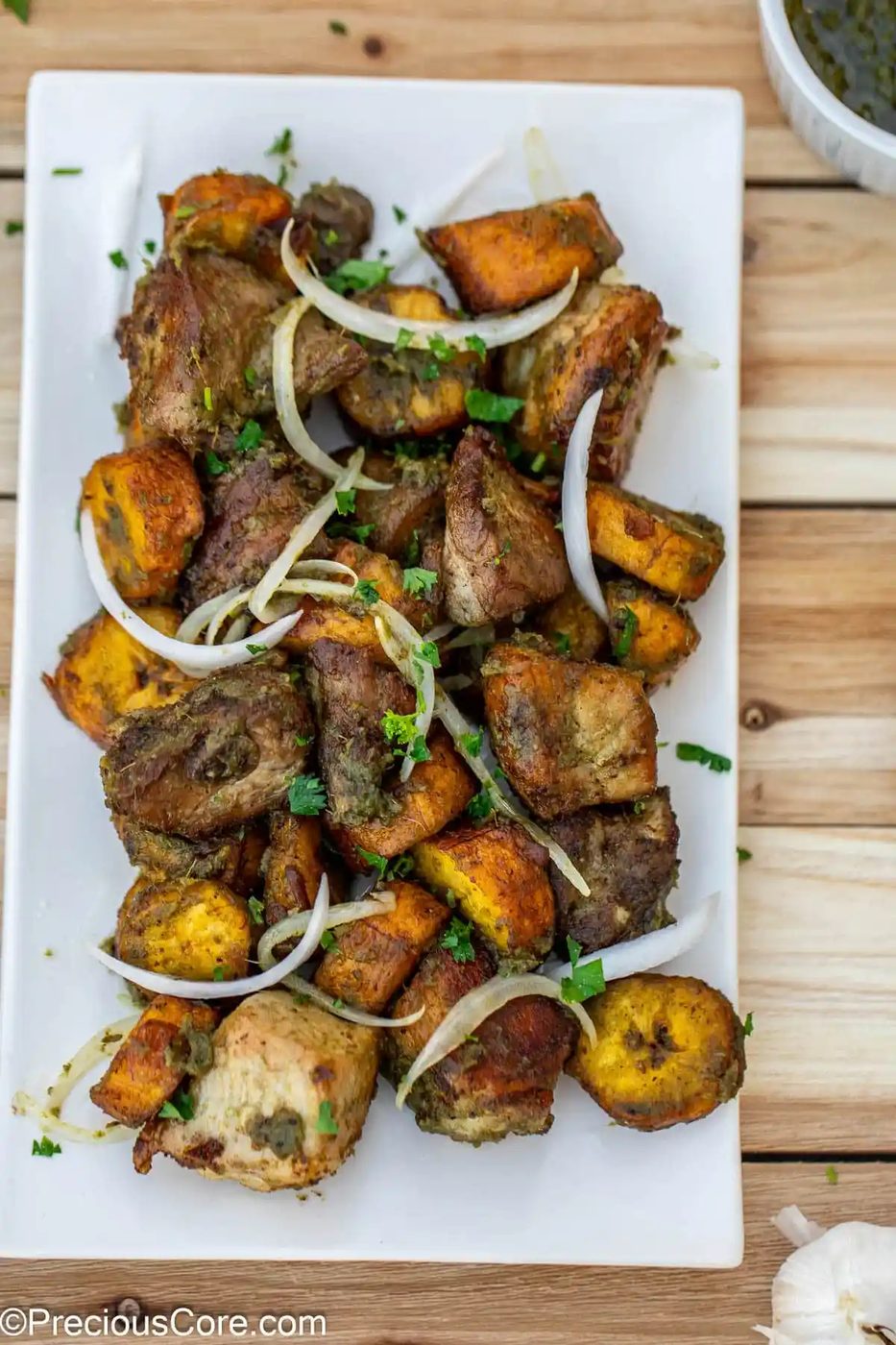 Plantains and Fried Pork